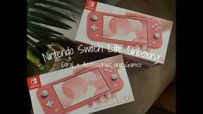2022 Nintendo Switch Lite Unboxing (Coral) + Accessories and Games