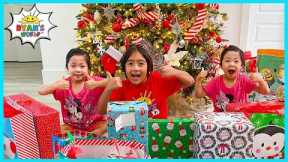 Ryan's Christmas Morning Opening Presents with Emma and Kate!
