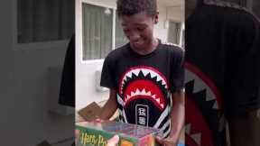 Giving Young Man that Sells Candy and Drinks Lots of Gifts and Toys