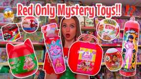 Shop with me for *RED ONLY* Mystery Toys Challenge!!😱🍓🎈🌹⁉️ *JACKPOT!!😍* | Rhia Official♡