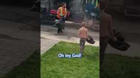 Boy plays a hilarious prank on garbage man