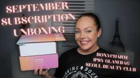 ✨ September Subscription Box Unboxing | Ipsy Glam Bag, Boxycharm & Seoul Beauty Club
